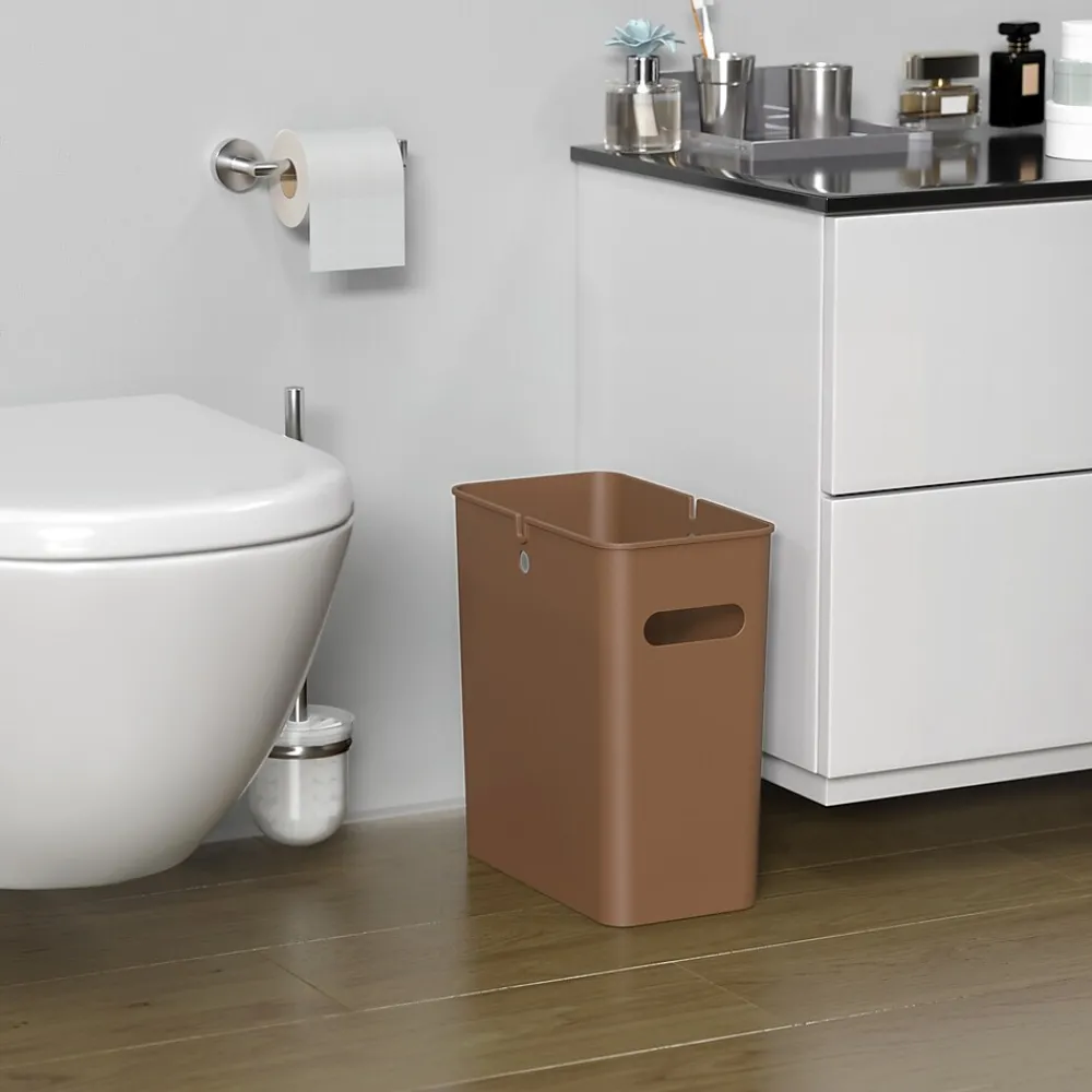 SlimGiant Polypropylene Trash Can with no Lid, Toffee Brown, 4.2 gal., 6/Pack (SG105Nx6)<iTouchless Sale