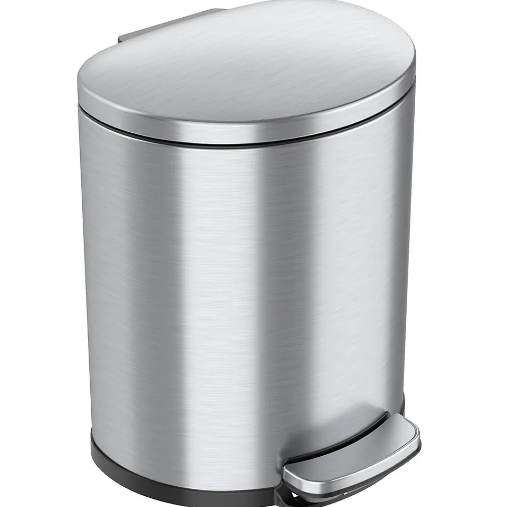 SoftStep Semi-Round Stainless Steel Step Trash Can with Hinged Lid, 5.02 Gallon (IP05DSS)<iTouchless Outlet