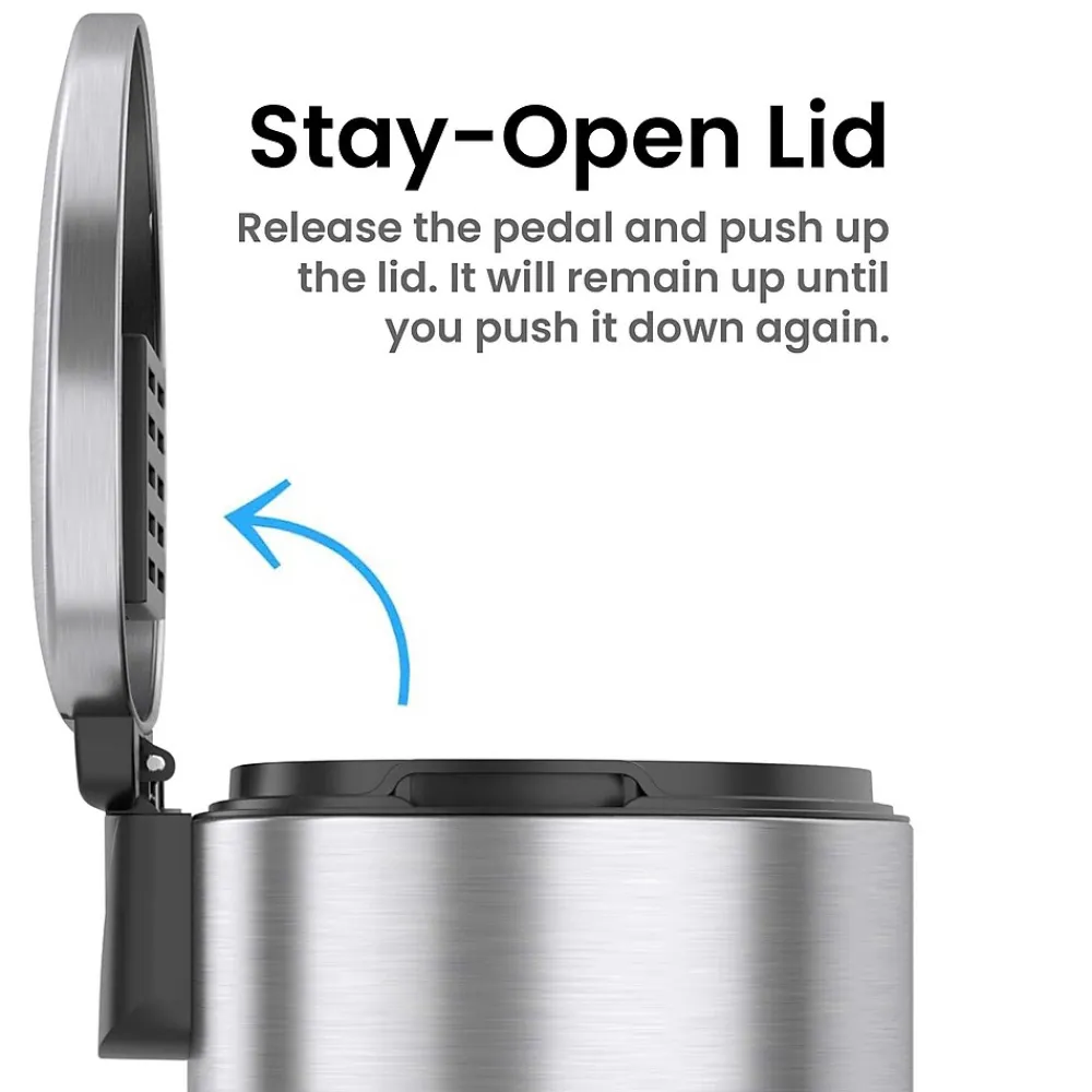 SoftStep Semi-Round Stainless Steel Step Trash Can with Hinged Lid, 5.02 Gallon (IP05DSS)<iTouchless Outlet