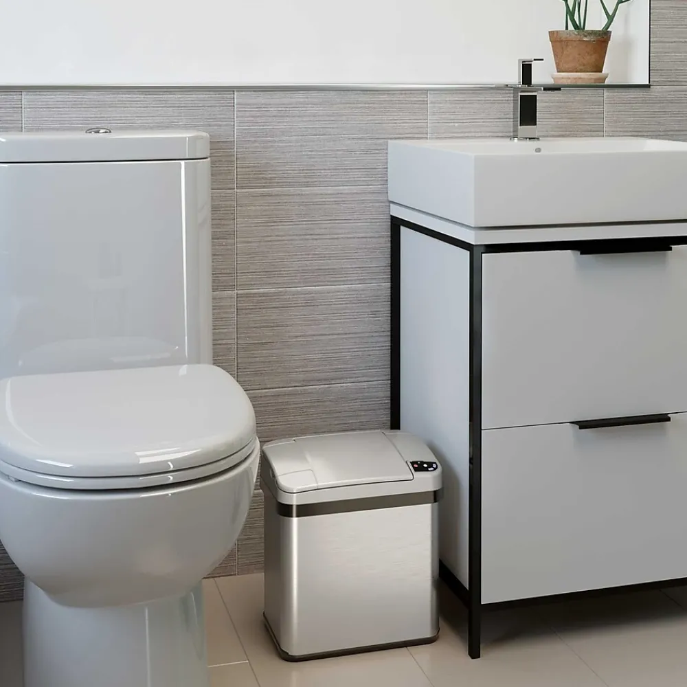 Stainless Steel Sensor Trash Can Combo Pack, Silver, 13 gal. and 2.5 gal (CDZT1302SS)<iTouchless Online