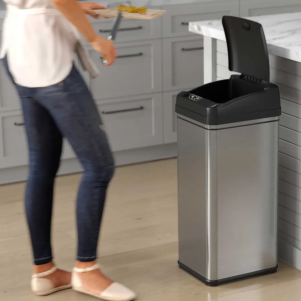 Stainless Steel Sensor Trash Can, 13 Gallon, Silver (DZT13)<iTouchless Outlet