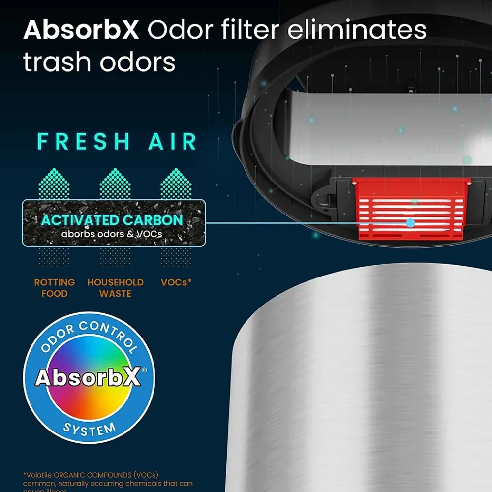 Stainless Steel Round Sensor Trash Can with AbsorbX Odor Control System, 13 Gal., Silver (IT13RCB)<iTouchless Discount
