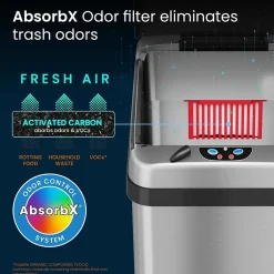 Stainless Steel Sensor Trash Can Platinum Edition with AbsorbX Odor Control System, 13 Gal., Silver (IT13RX)<iTouchless