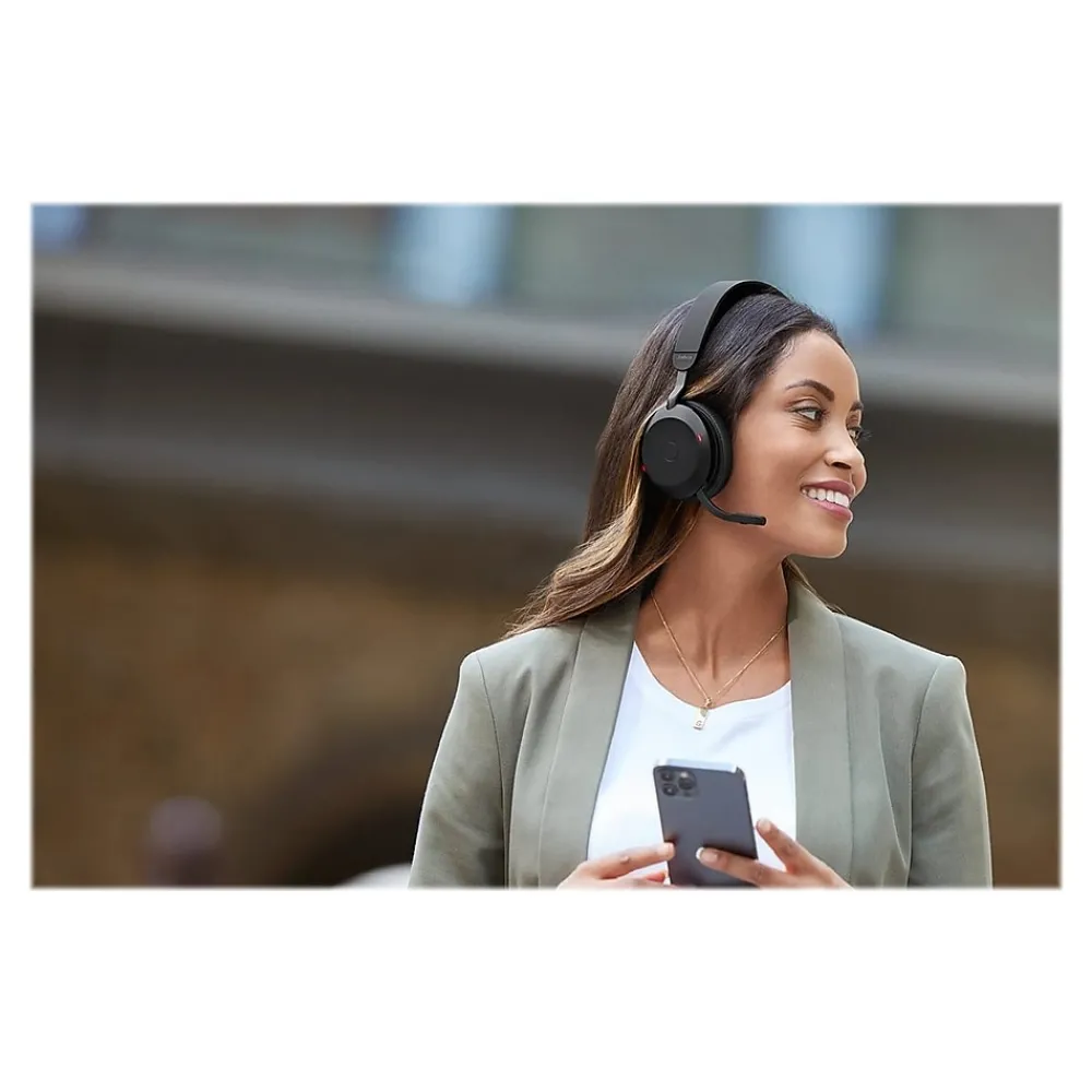 New jabra Evolve2 75 Wireless Noise Canceling Bluetooth Stereo Mobile On Ear Headset, USB-A, Black (27599-989-989)