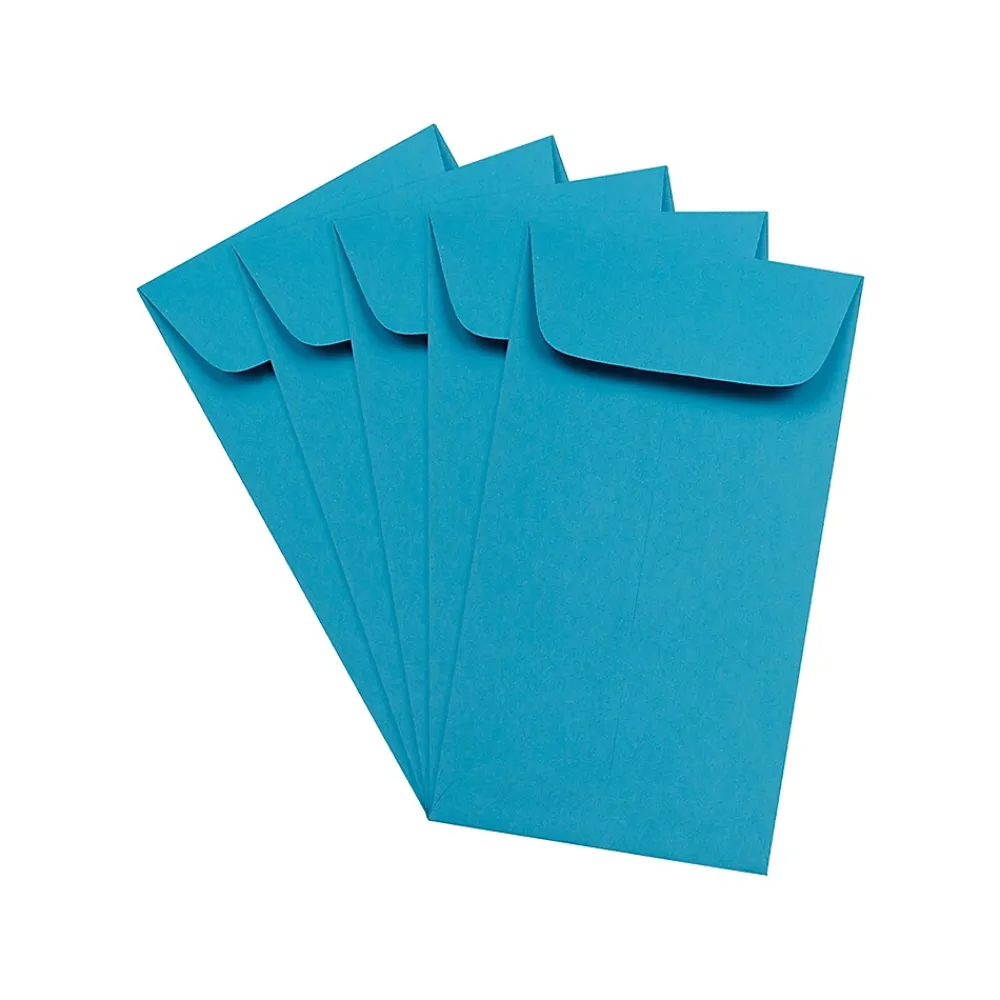 Clearance JAM Paper #6 Coin Business Colored Envelopes, 3.375 x 6, Blue Recycled, 25/Pack (356730559)