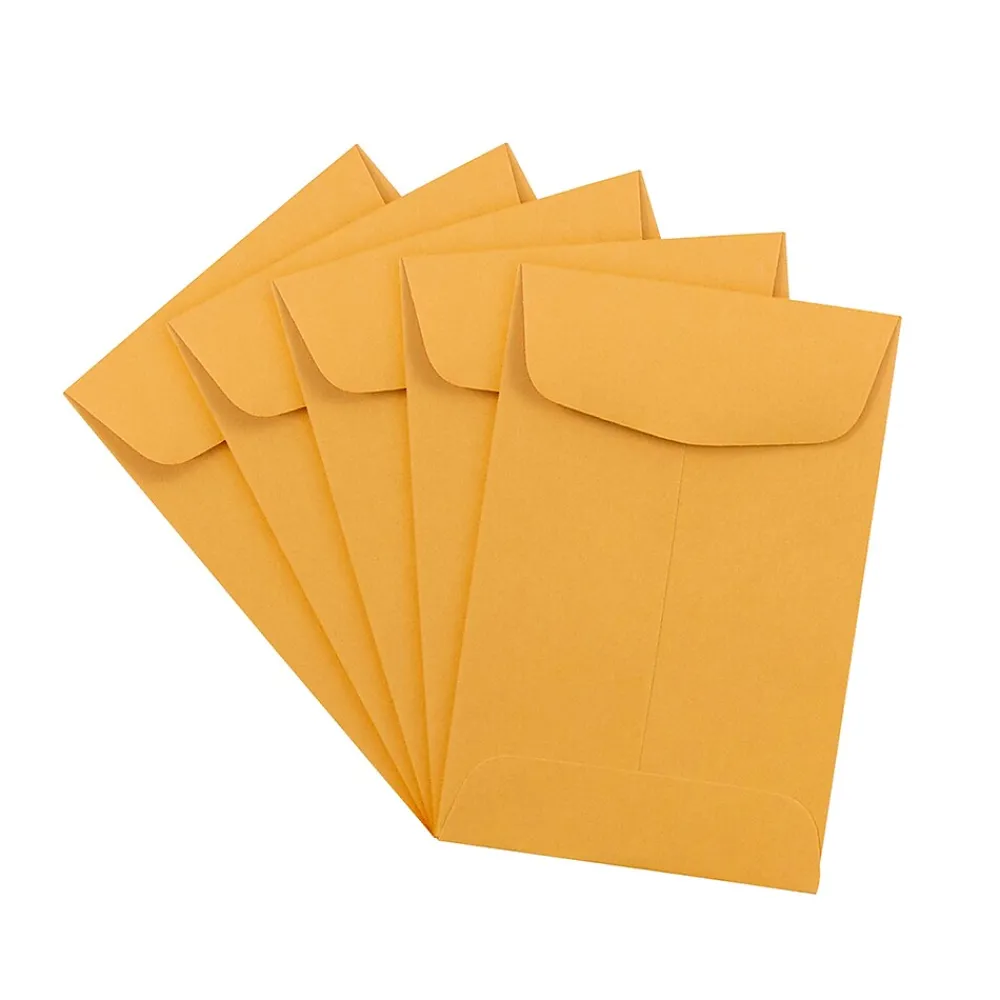 Online JAM Paper #4 Kraft Coin Envelope, 3" x 4 1/2", Brown Kraft, 100/Pack (356731206B)