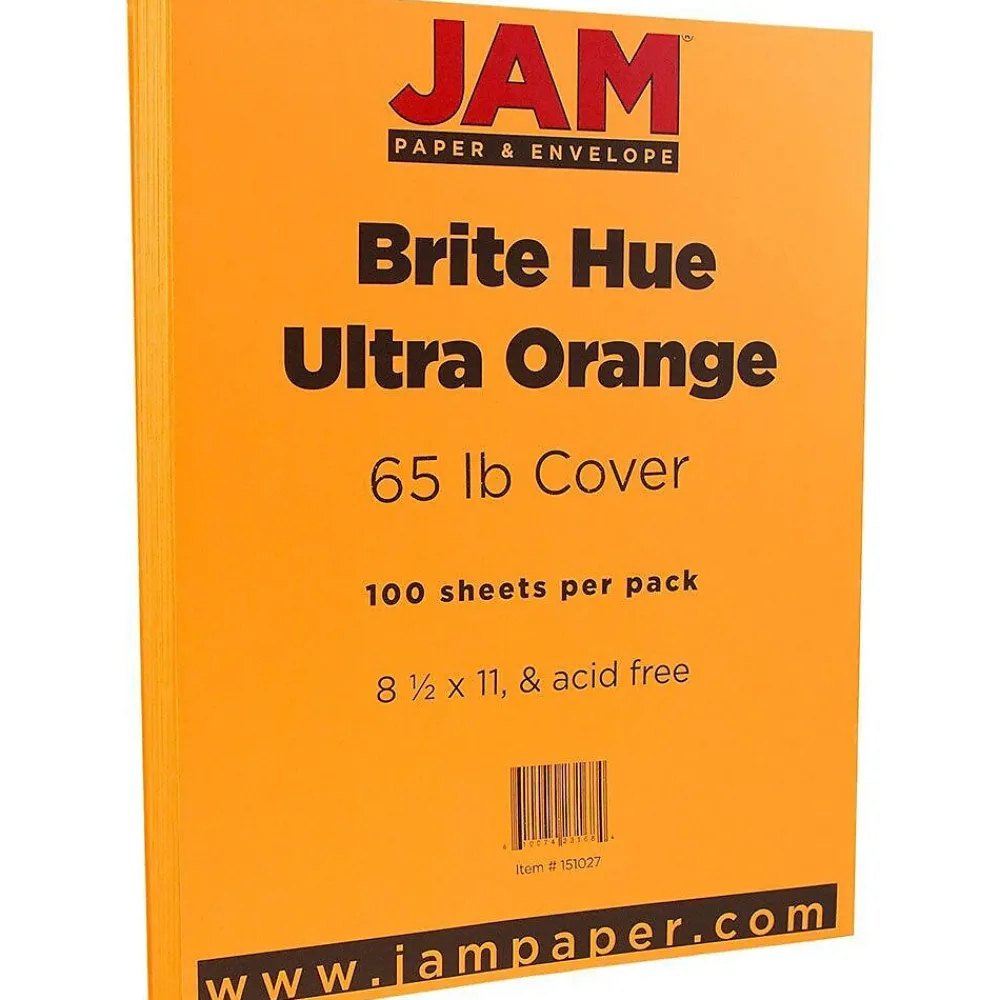 Card Stock*JAM Paper 65 lb. Cardstock Paper, 8.5" x 11", Ultra Orange, 50 Sheets/Pack (151027)
