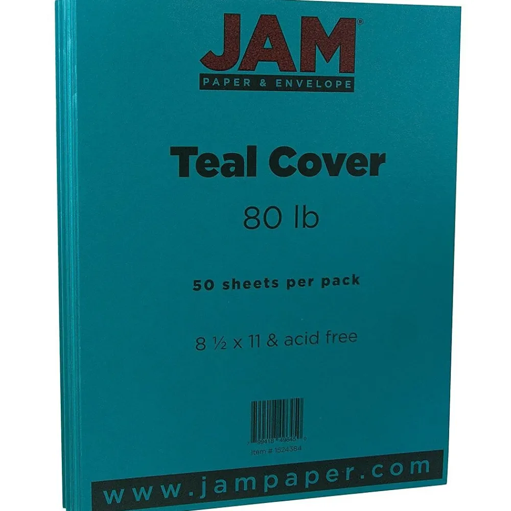 Card Stock*JAM Paper 80 lb. Cardstock Paper, 8.5" x 11", Teal, 50 Sheets/Pack (1524384)
