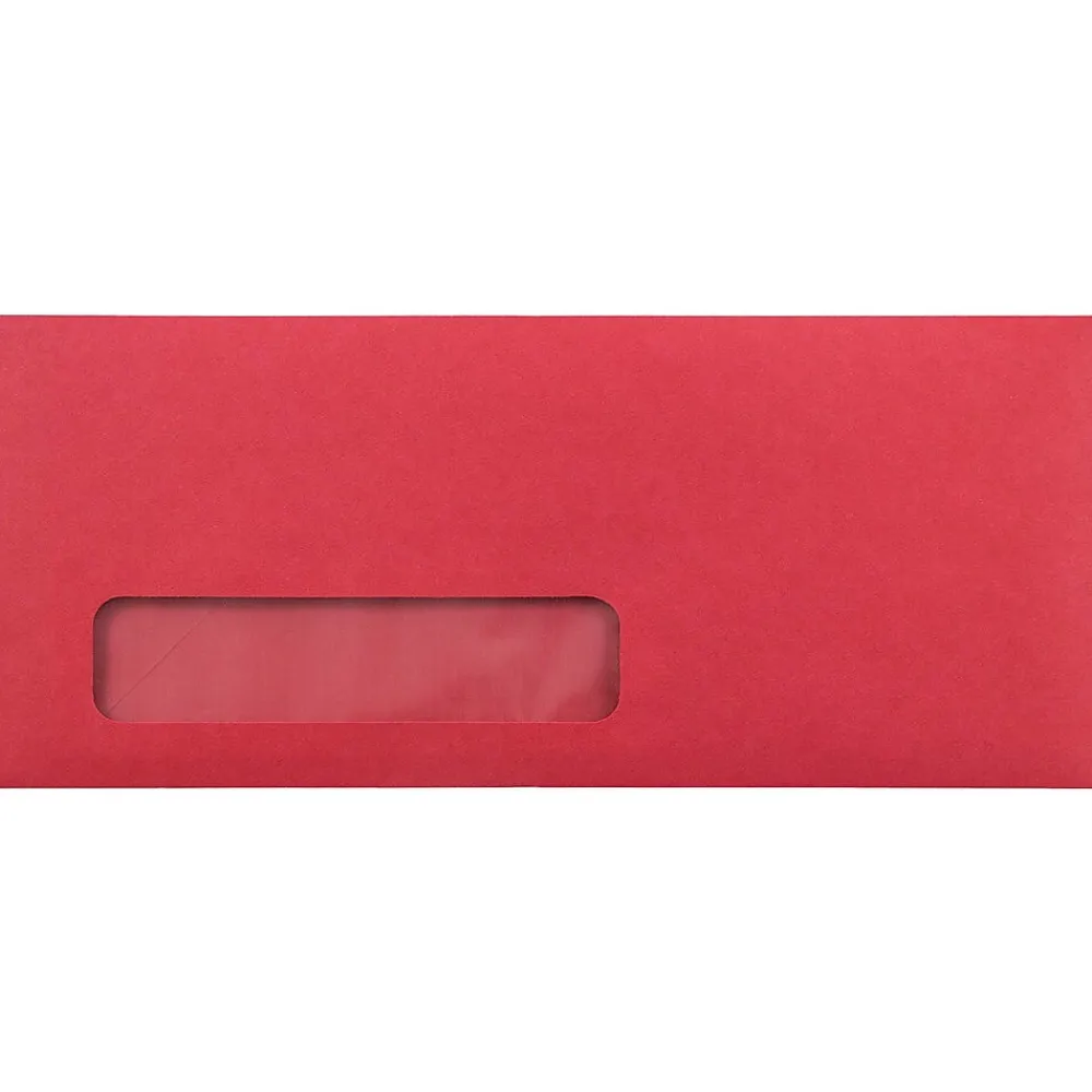 Best JAM Paper #10 Window Envelope, 4 1/8" x 9 1/2", Red, 25/Pack (1531052)