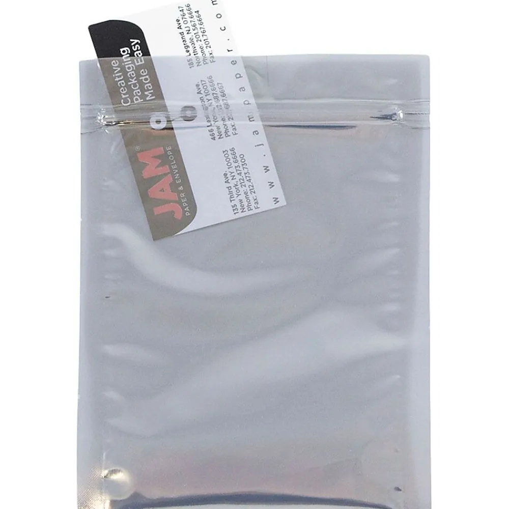 Outlet JAM Paper 6 x 8 Open End Catalog Foil Envelopes with Zip Closure, Clear, 100/Pack (3006A58A2B)