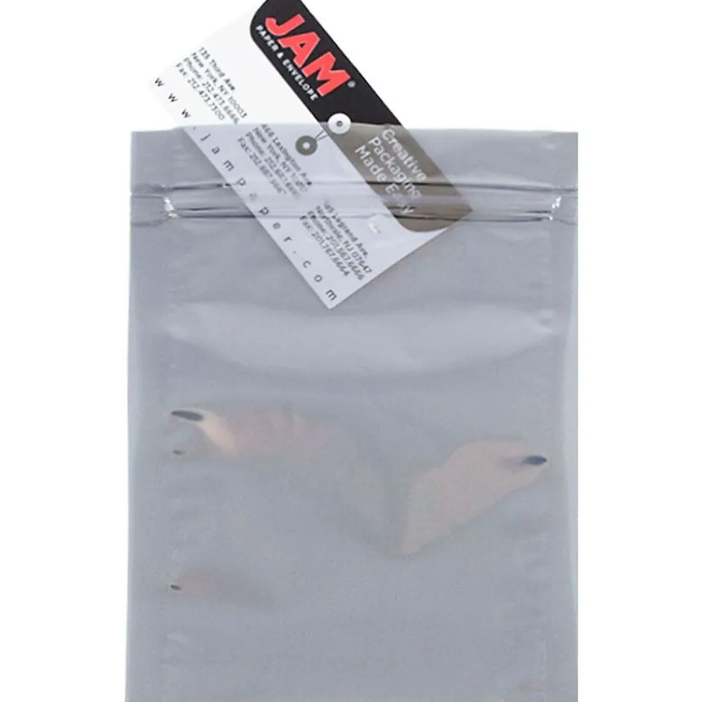 JAM Paper 4 x 6 Open End Catalog Foil Envelopes with Zip Closure, Clear, 100/Pack (30046A58B)