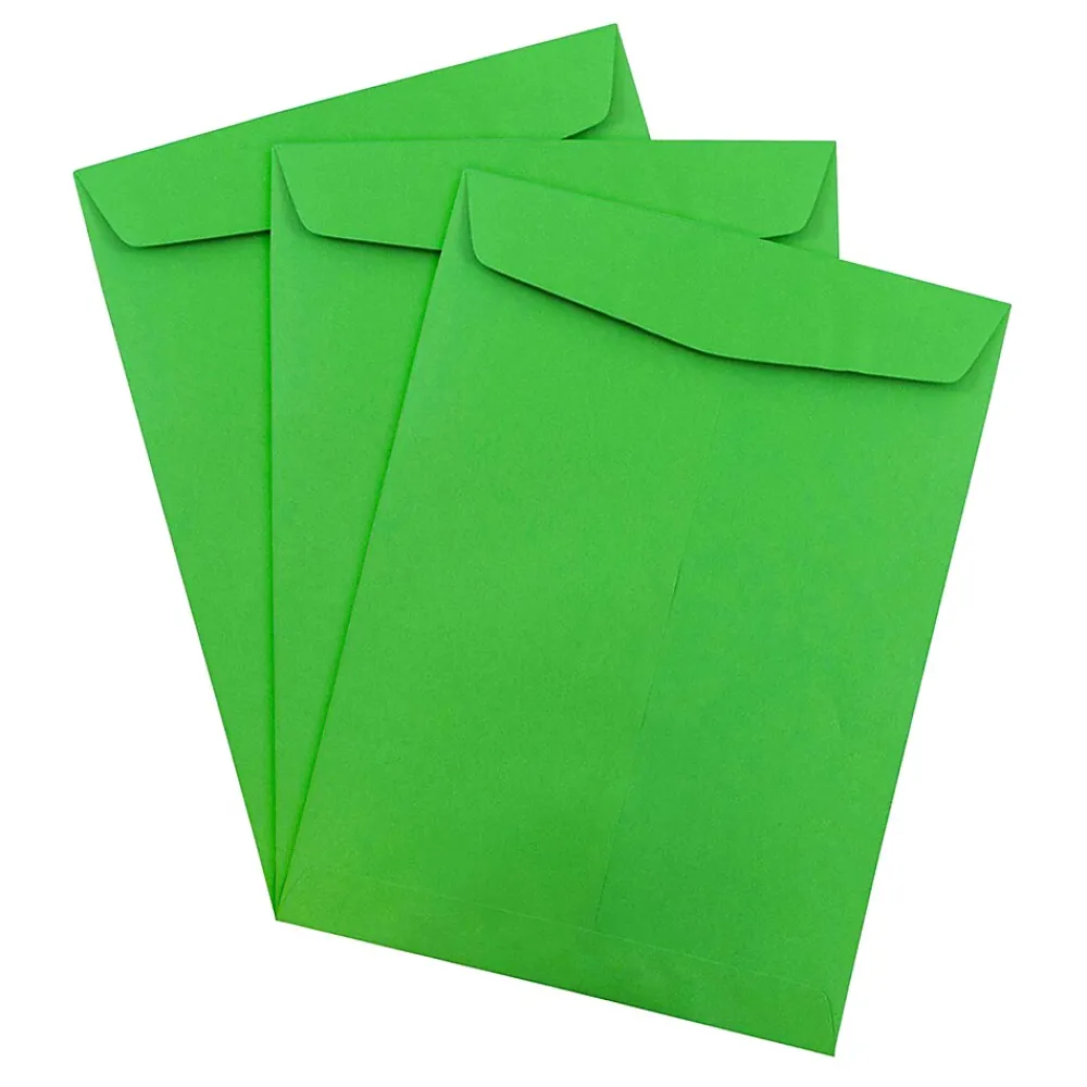 JAM Paper 9 x 12 Open End Catalog Colored Envelopes, Green Recycled, 25/Pack (80402a)