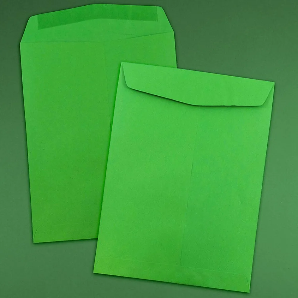 Online JAM Paper 9 x 12 Open End Catalog Colored Envelopes, Green Recycled, 50/Pack (80402i)