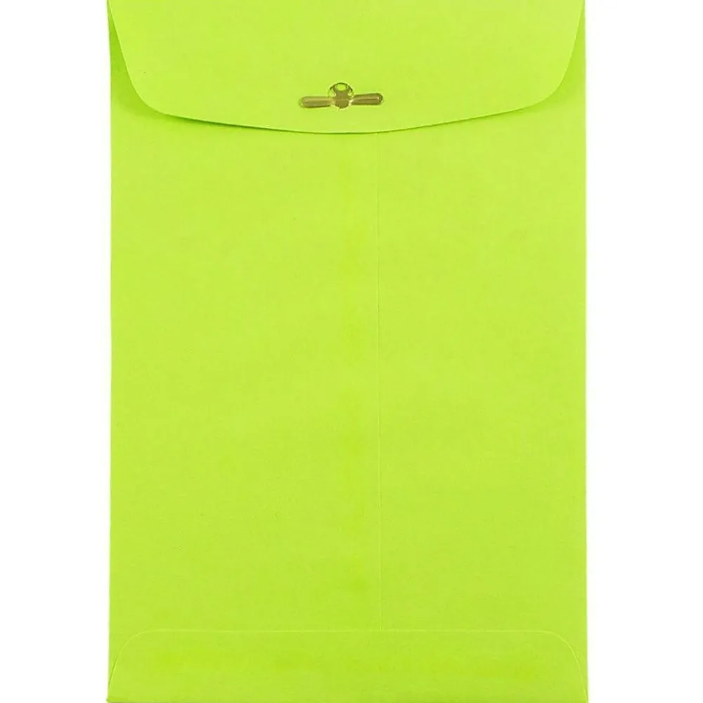 Online JAM Paper ® 6 x 9 Open End Catalog Colored Envelopes with Clasp Closure, Ultra Lime Green, 25/Pack (V0128133F)