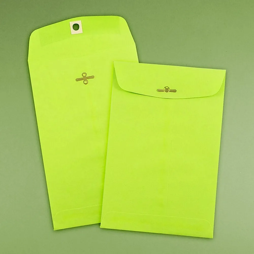 Online JAM Paper ® 6 x 9 Open End Catalog Colored Envelopes with Clasp Closure, Ultra Lime Green, 25/Pack (V0128133F)