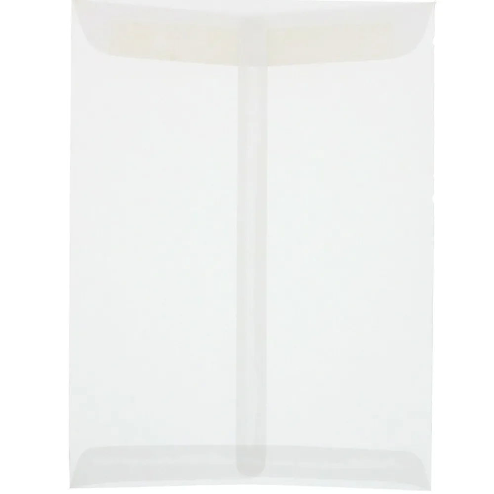 JAM Paper 9 x 12 Open End Catalog Translucent Vellum Envelopes, Clear, 100/Pack (2851376)