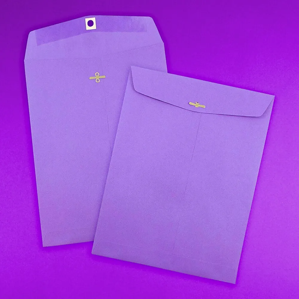 Best JAM Paper 10" x 13" Open End Catalog Colored Envelopes with Clasp Closure, Violet Purple Recycled, 100/Pack (V0128182)
