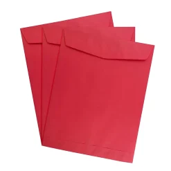 Discount JAM Paper 10 x 13 Open End Catalog Colored Envelopes, Red Recycled, 100/Pack (V0128192)