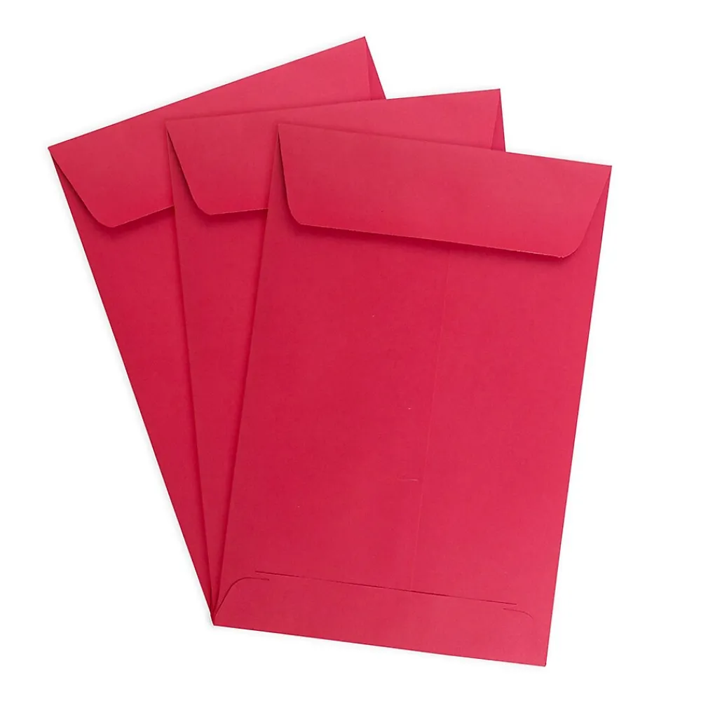 Clearance JAM Paper 6 x 9 Open End Catalog Colored Envelopes, Red Recycled, 25/Pack (v0128139a)