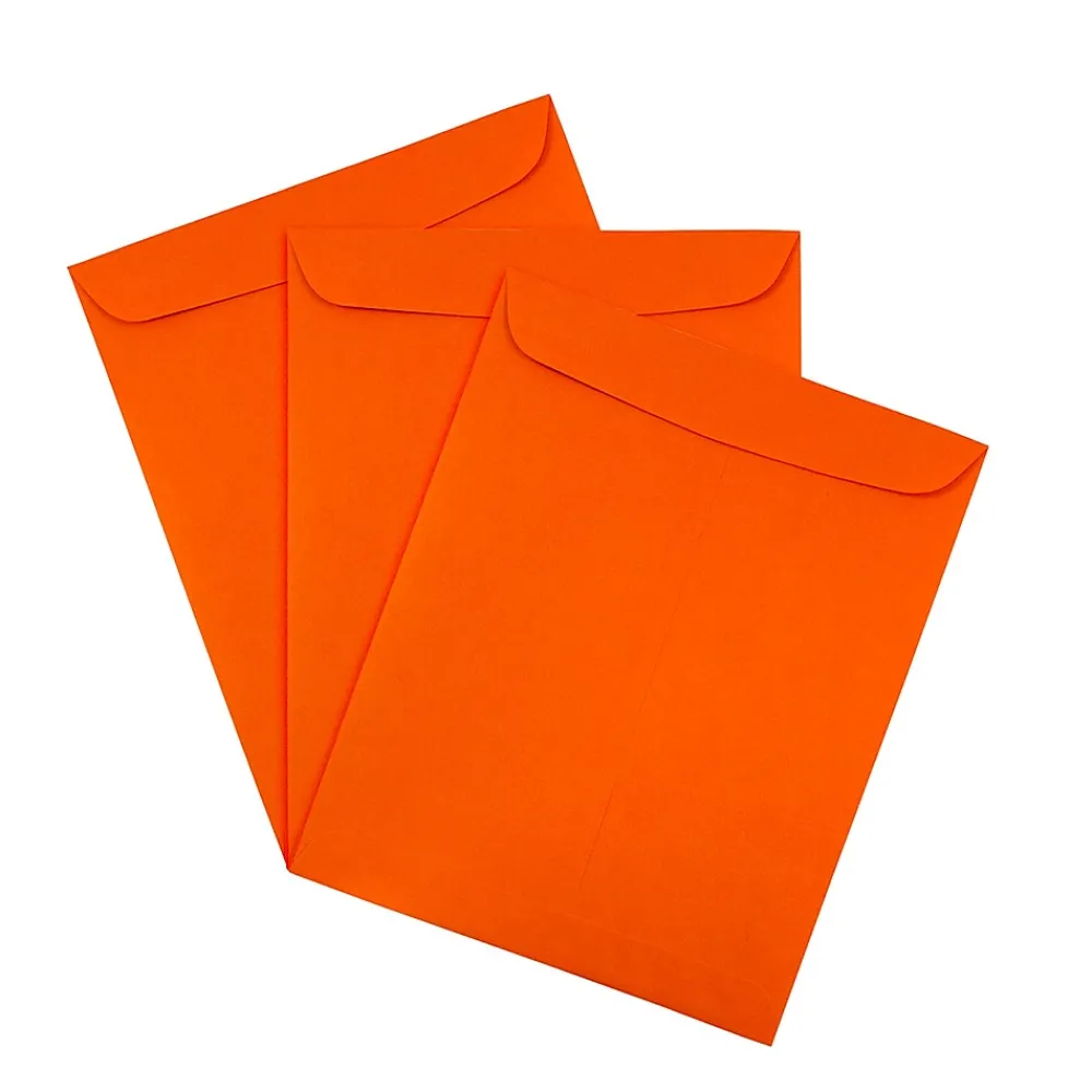 Discount JAM Paper 9 x 12 Open End Catalog Colored Envelopes, Orange Recycled, 100/Pack (80410)