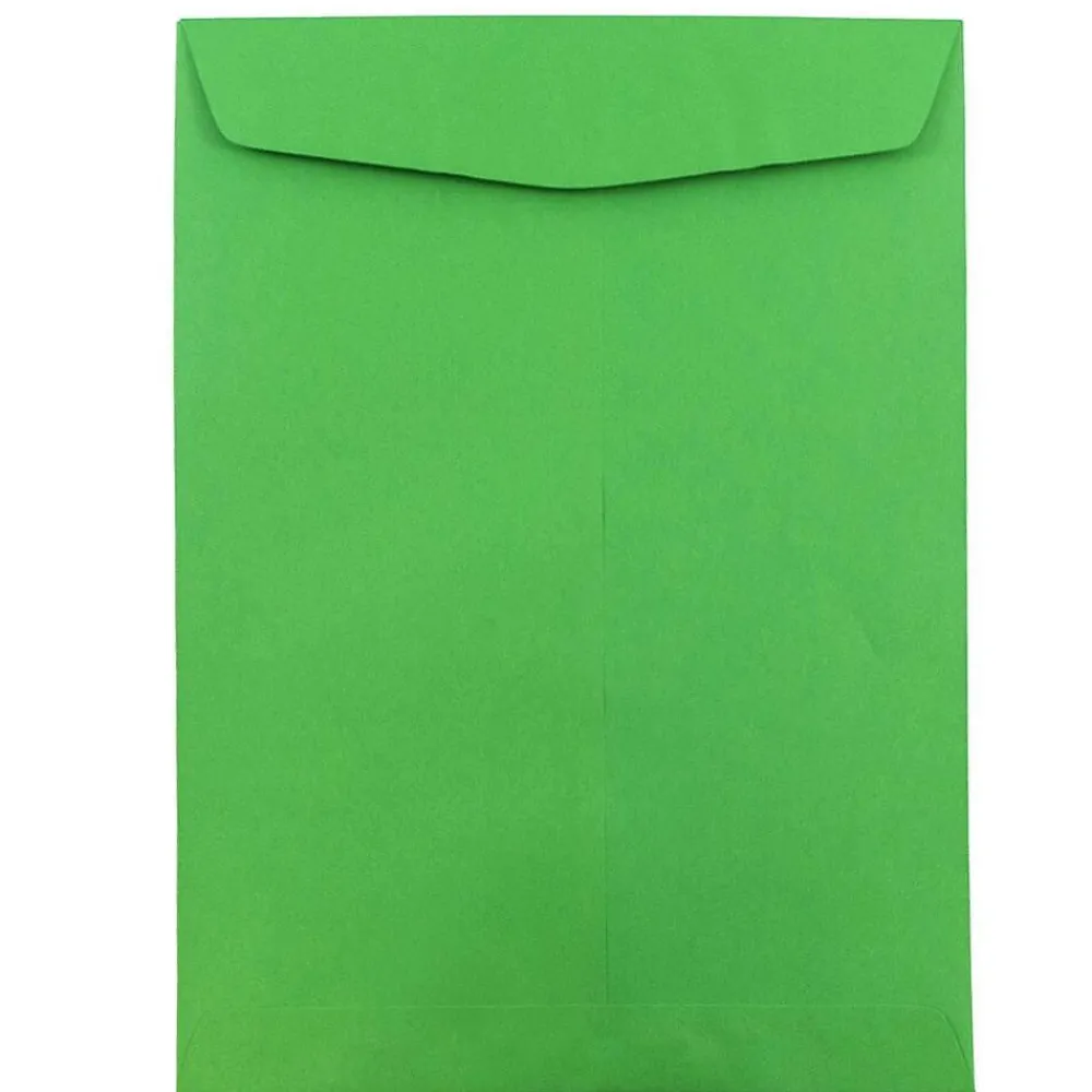 Outlet JAM Paper 10" x 13" Open End Catalog Colored Envelopes, Green Recycled, 10/Pack (V0128190B)