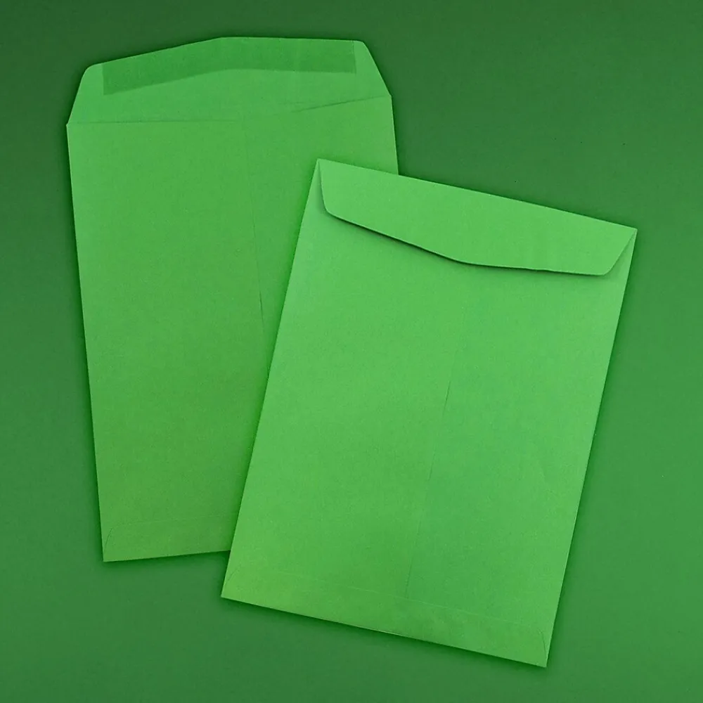 Outlet JAM Paper 10" x 13" Open End Catalog Colored Envelopes, Green Recycled, 10/Pack (V0128190B)