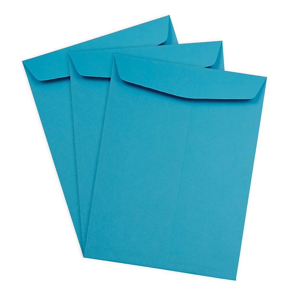 Sale JAM Paper 9" x 12" Open End Catalog Colored Envelopes, Blue Recycled, 10/Pack (80386B)