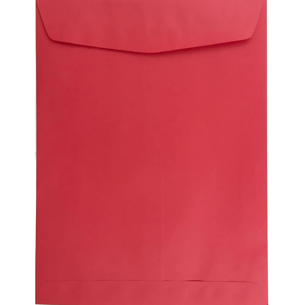 Clearance JAM Paper 9" x 12" Open End Catalog Colored Envelopes, Red Recycled, 10/Pack (80329B)