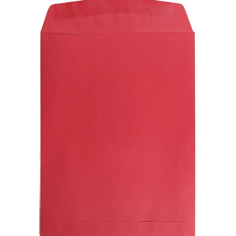Clearance JAM Paper 9" x 12" Open End Catalog Colored Envelopes, Red Recycled, 10/Pack (80329B)