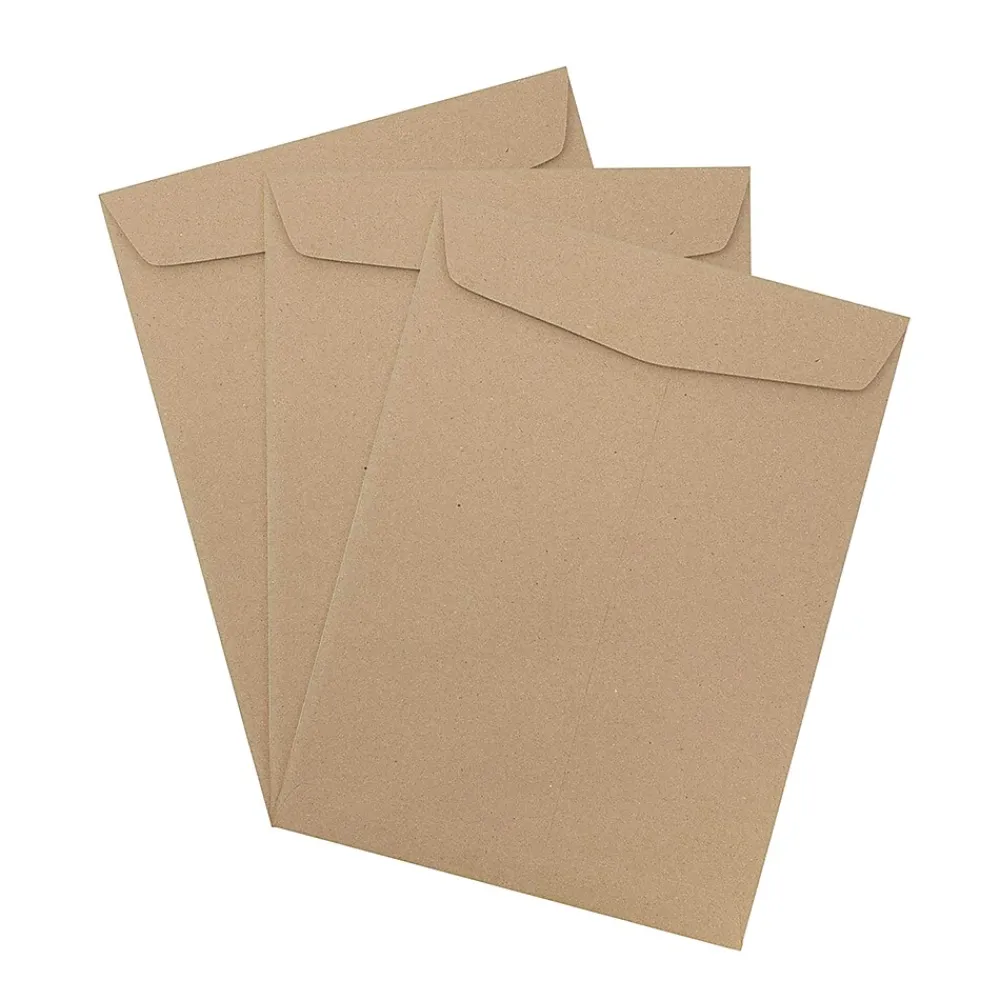 JAM Paper 10" x 13" Open End Catalog Envelopes, Brown Kraft Paper Bag, 10/Pack (6315603B)