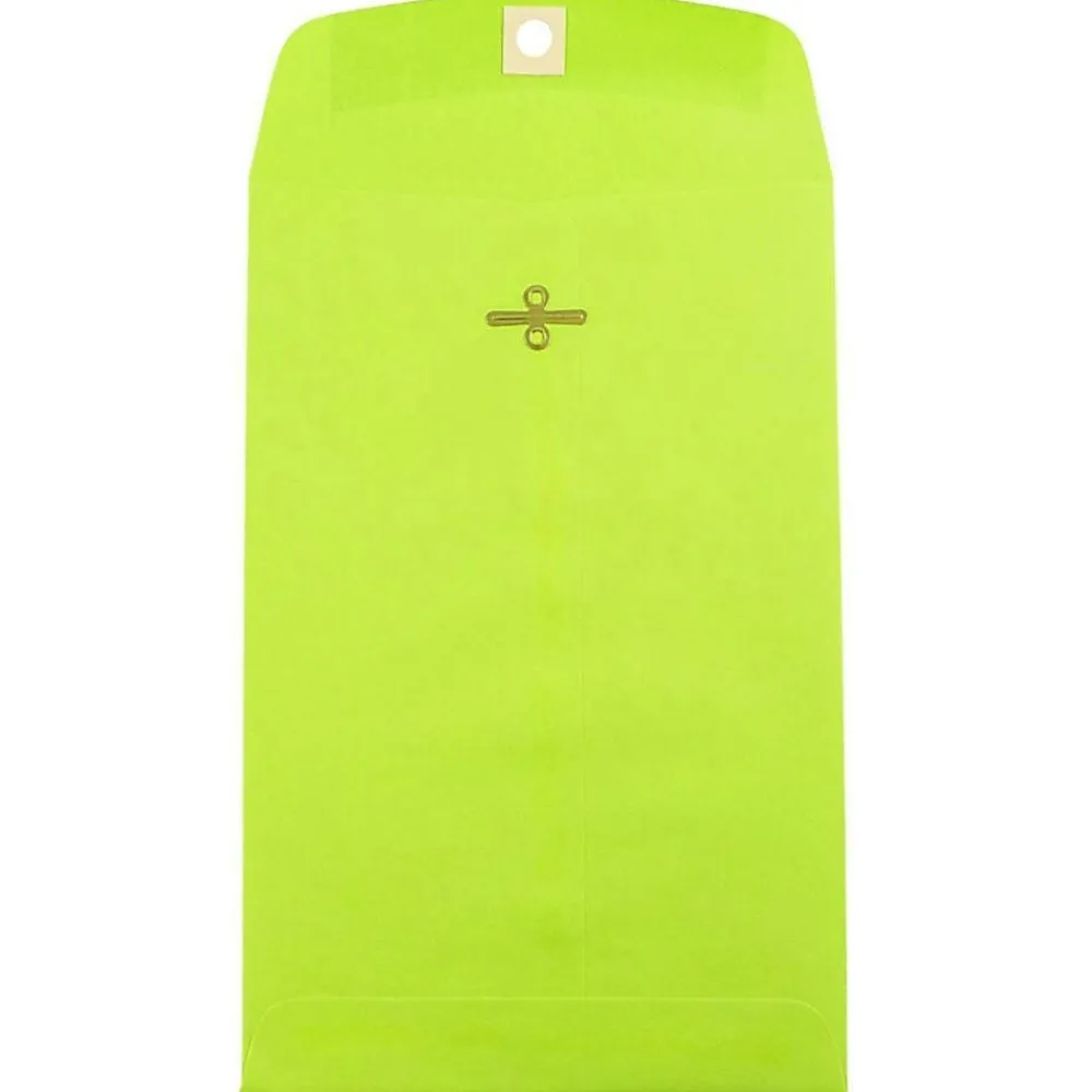 Sale JAM Paper 6" x 9" Open End Catalog Colored Envelopes with Clasp Closure, Ultra Lime Green, 10/Pack (V0128133B)