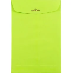 Sale JAM Paper 6" x 9" Open End Catalog Colored Envelopes with Clasp Closure, Ultra Lime Green, 10/Pack (V0128133B)