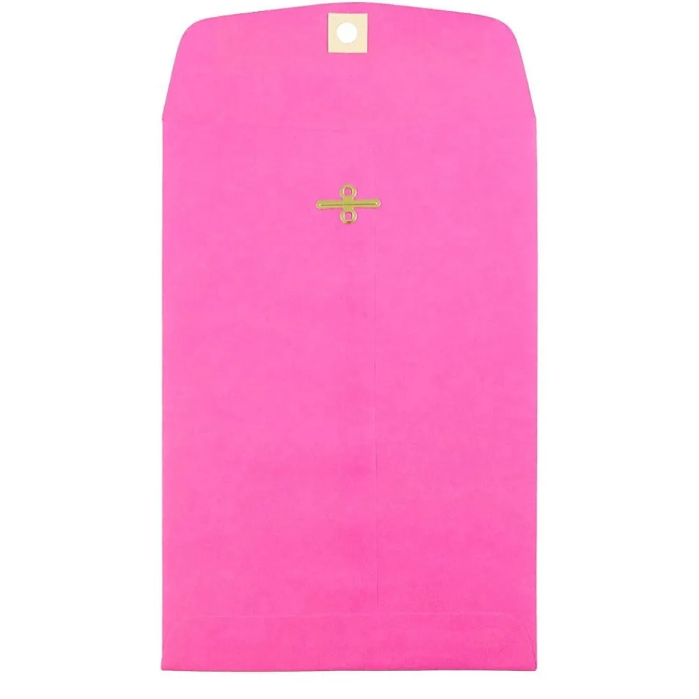 New JAM Paper 6" x 9" Open End Catalog Colored Envelopes with Clasp Closure, Ultra Fuchsia Pink, 10/Pack (900909024B)