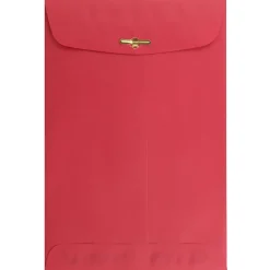 Sale JAM Paper 6" x 9" Open End Catalog Colored Envelopes with Clasp Closure, Red Recycled, 10/Pack (87881B)