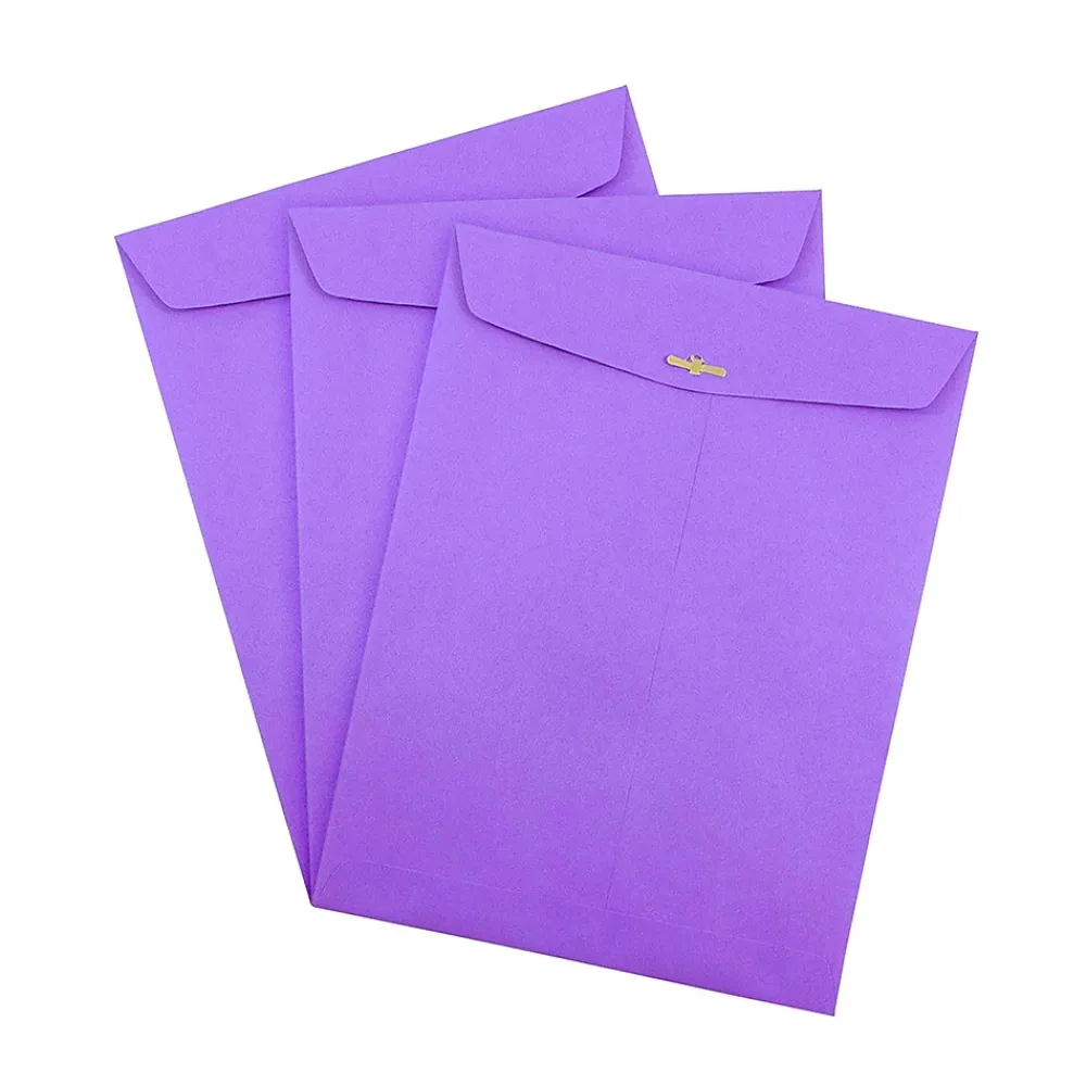 Discount JAM Paper 10" x 13" Open End Catalog Colored Envelopes with Clasp Closure, Violet Purple Recycled, 10/Pack (V0128182B)