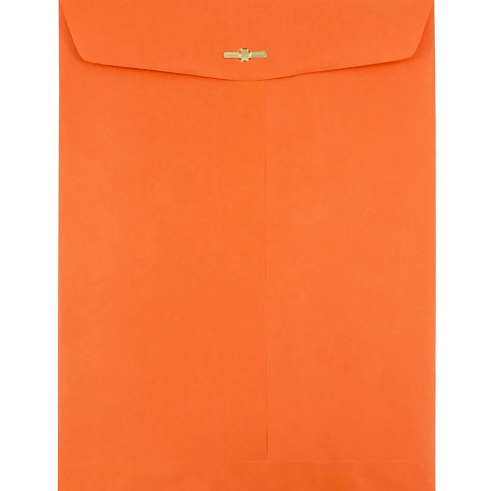 New JAM Paper 10" x 13" Open End Catalog Colored Envelopes with Clasp Closure, Orange Recycled, 10/Pack (913745B)