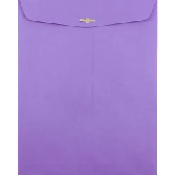 New JAM Paper 9" x 12" Open End Catalog Colored Envelopes with Clasp Closure, Violet Purple Recycled, 10/Pack (900906767B)