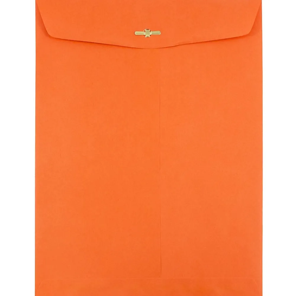 New JAM Paper 9" x 12" Open End Catalog Colored Envelopes with Clasp Closure, Orange Recycled, 10/Pack (92938B)