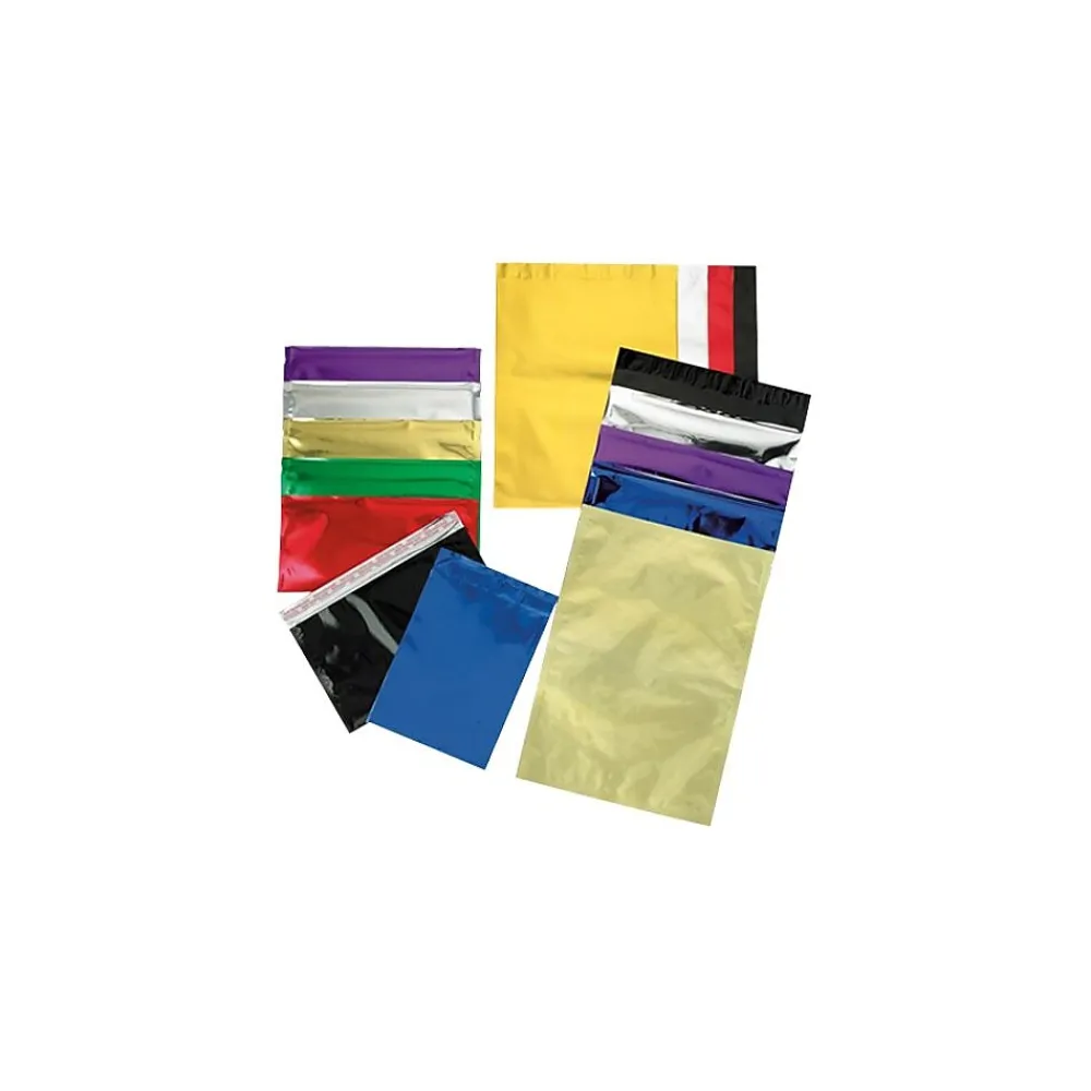 New JAM Paper 10 x 13 Open End Foil Envelopes with Self-Adhesive Closure, Green, 25/Pack (1327713)