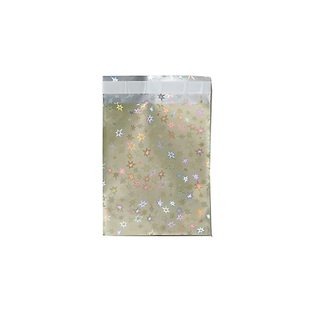 New JAM Paper 6.25 x 7.875 Open End Foil Envelopes with Self-Adhesive Closure, Gold Stars, 100/Pack (01323274B)