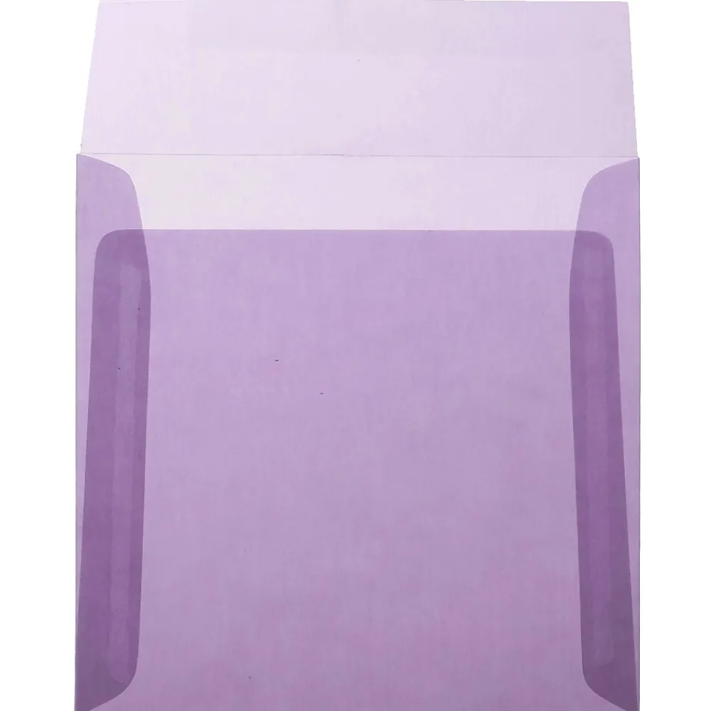 Clearance JAM Paper 6.5" x 6.5" Square Translucent Vellum Invitation Envelopes, Purple, 25/Pack (2812713)
