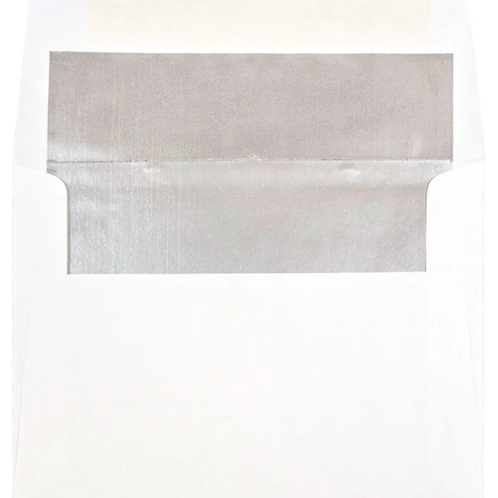 Discount JAM Paper A6 Foil Lined Invitation Envelopes, 4.75 x 6.5, White with Silver Foil, 25/Pack (82927)
