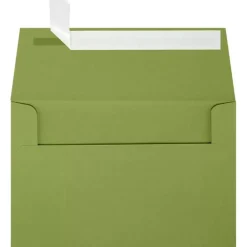 New JAM Paper A4 Self Seal Invitation Envelopes, 4 1/4" x 6 1/4", Avocado Green, 50/Pack (4872-27-50)