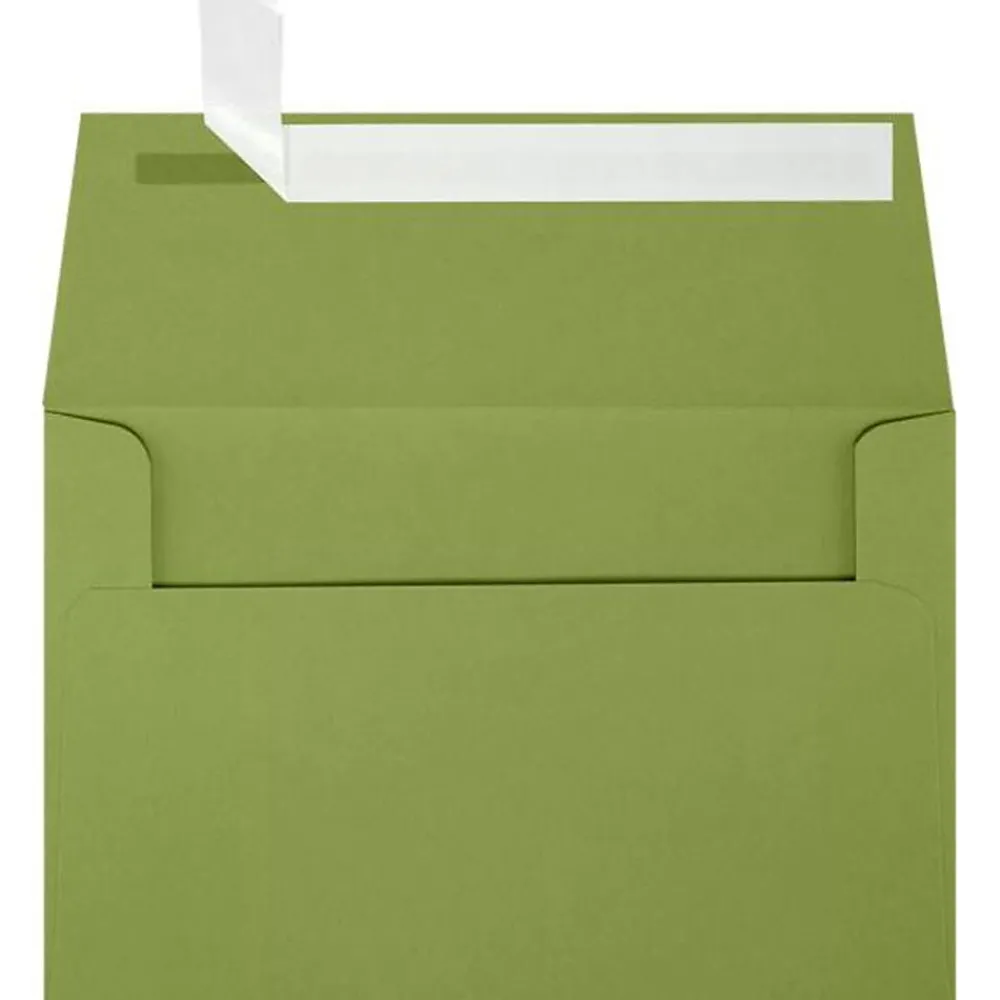 New JAM Paper A4 Self Seal Invitation Envelopes, 4 1/4" x 6 1/4", Avocado Green, 50/Pack (4872-27-50)