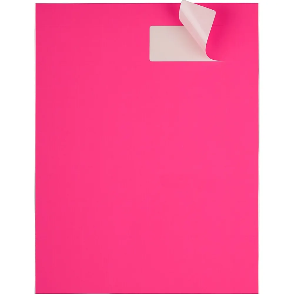 New JAM Paper Address Labels, 1 1/3" x 4", , 14 Labels/Sheet, 9 Sheets/Pack (359329612) Neon Pink