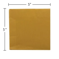 JAM Paper Beverage Napkin, 2-ply, Gold, 50 Napkins/Pack (356028327)