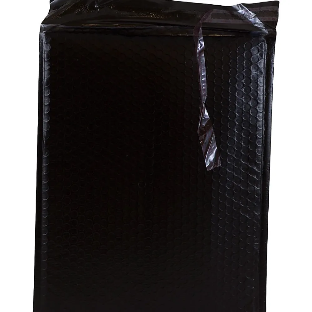 JAM Paper Bubble Padded Mailers with Peel and Seal Closure, 10" x 13", Black Matte, 12/Pack (V0140117)