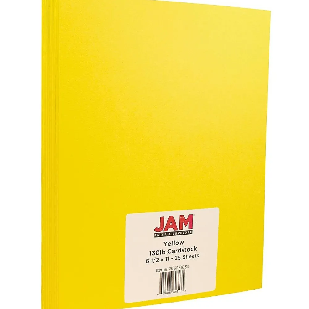 Card Stock*JAM Paper Extra Heavyweight 130 lb. Cardstock Paper, 8.5" x 11", Yellow, 25 Sheets/Pack (295931633)