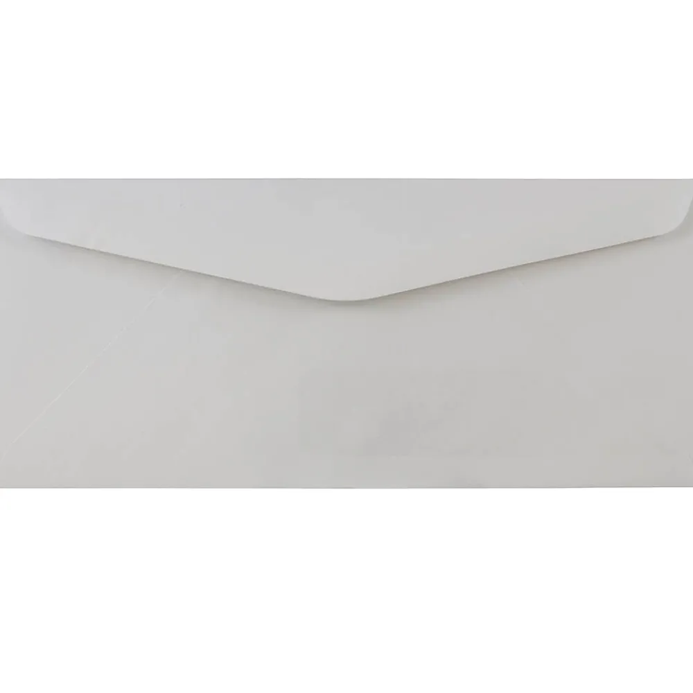 Clearance JAM Paper Gummed Window #10 Business Envelopes, 4 1/8" x 9 1/2", Smooth White, 500/Box (1633173C)