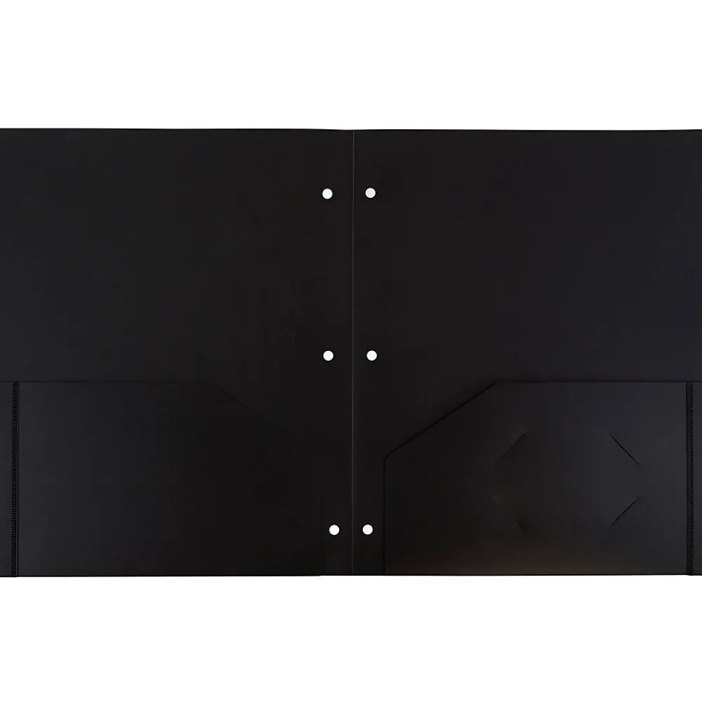 Pocket Folders|JAM Paper Heavy Duty 3 Hole Punch Two-Pocket Plastic Folders, , 108/Pack (383HHPBUA) Black